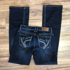 Ariya 7/8 Distressed Wash Boot Cut Leg Jeans
